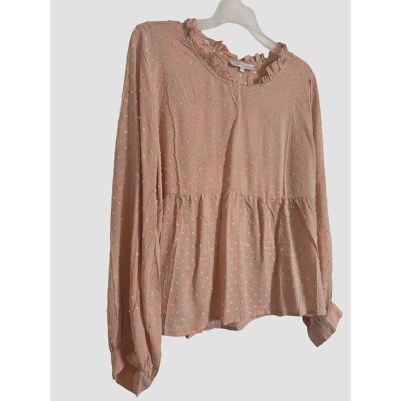 Olivaceous Textured Blouse Raw Round Neckline Orange Size Large Rayon NWT Anthro - Picture 2 of 8